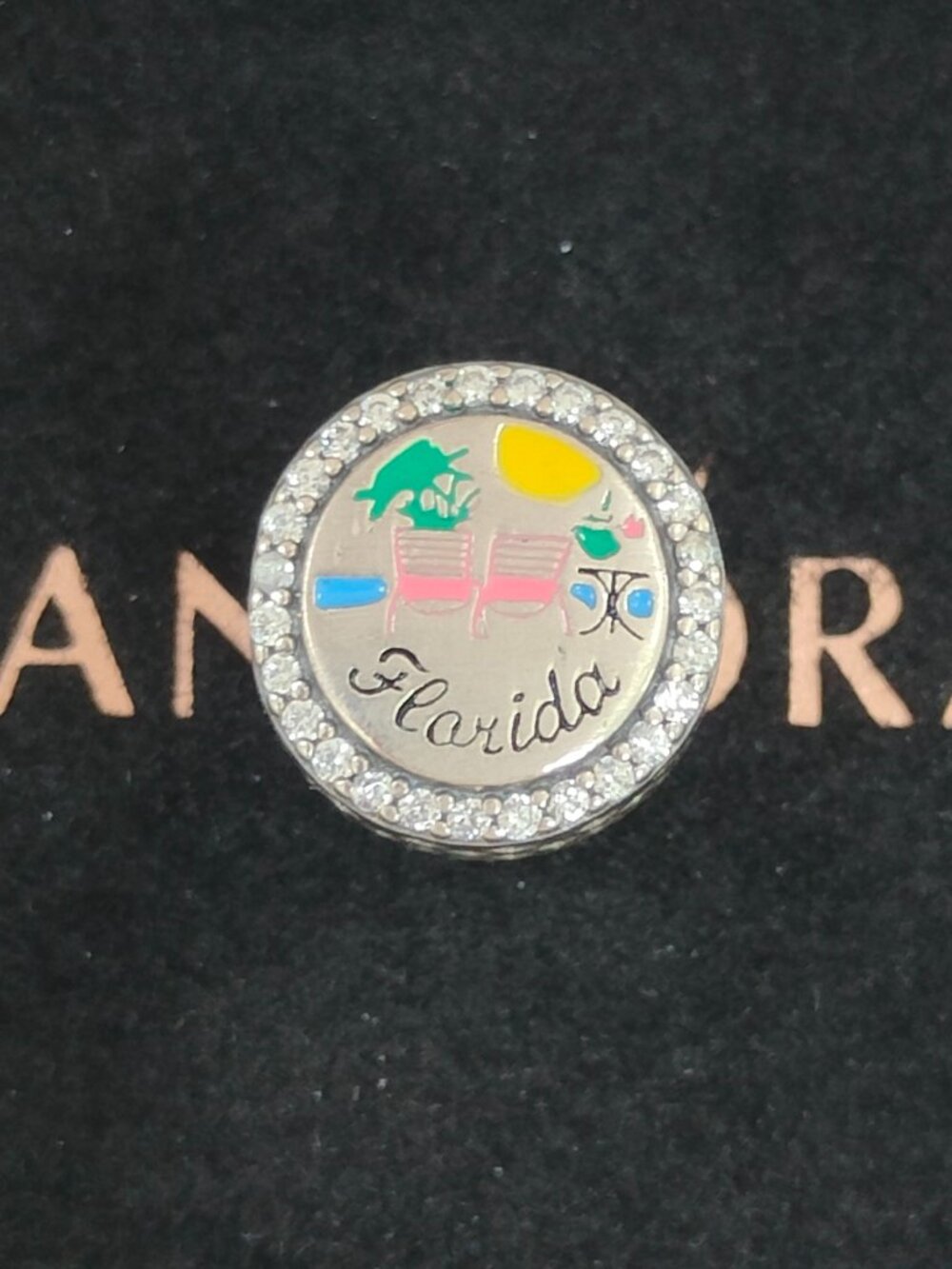 Pandora Beach Flamingo Florida Charm Bead S925 Silver with box